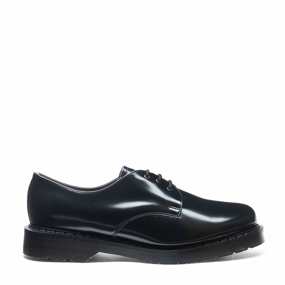 Men Solovair Vegan Hi-Shine Gibson Shoes Black | VS3-995-BK-SM-VEG-G-035