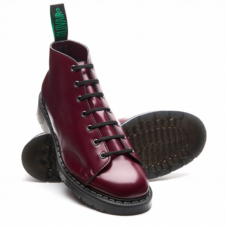 Men Solovair Vegan Hi-Shine Monkey Boots Red | VS7-116-OX-VEG-G-030