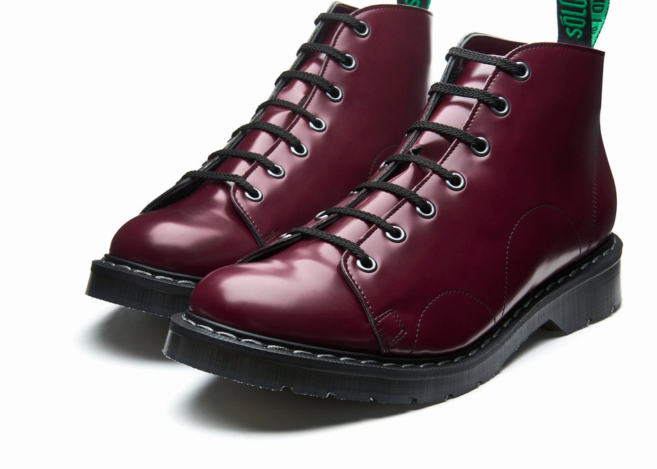 Men Solovair Vegan Hi-Shine Monkey Boots Red | VS7-116-OX-VEG-G-030