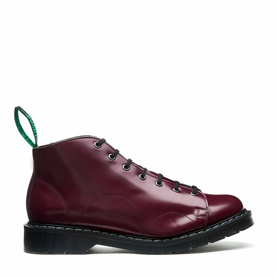Men Solovair Vegan Hi-Shine Monkey Boots Red | VS7-116-OX-VEG-G-030