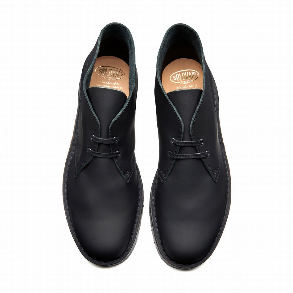 Men Solovair Waxy Chukka Boots Black | 103-357-060