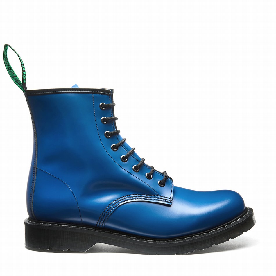 Women Solovair 8 Eye Derby Boots Blue | S8-551-BL-EL-G-075