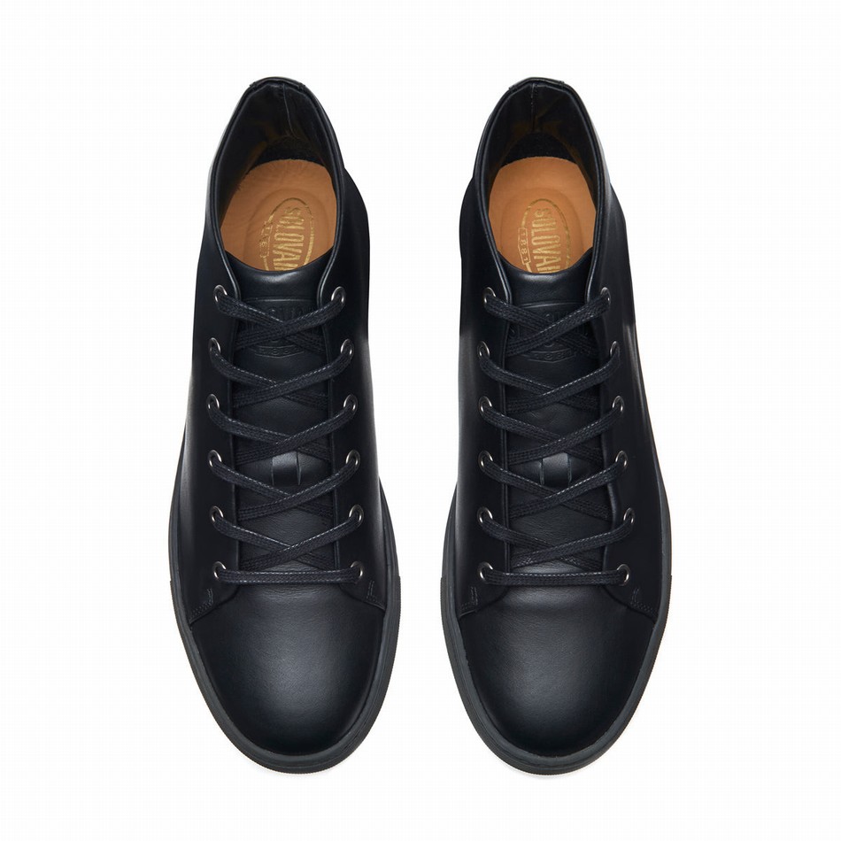Women Solovair Calf High Top Sneakers Black | S6-HTP-BK-BS-030