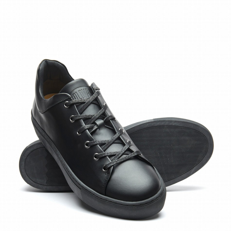 Women Solovair Calf Sneakers Black | S6-SNE-BK-BS-030
