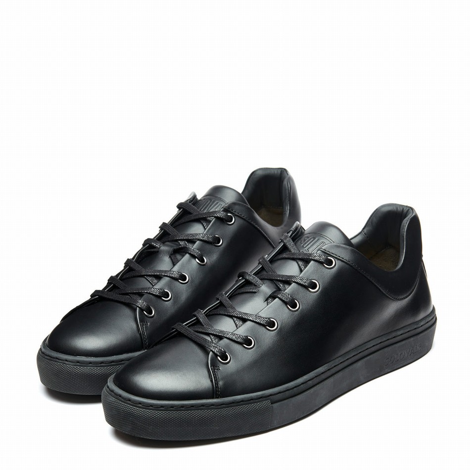 Women Solovair Calf Sneakers Black | S6-SNE-BK-BS-030