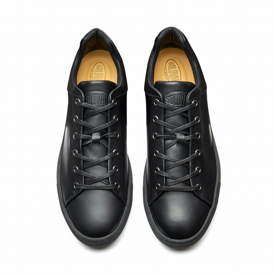 Women Solovair Calf Sneakers Black | S6-SNE-BK-BS-030