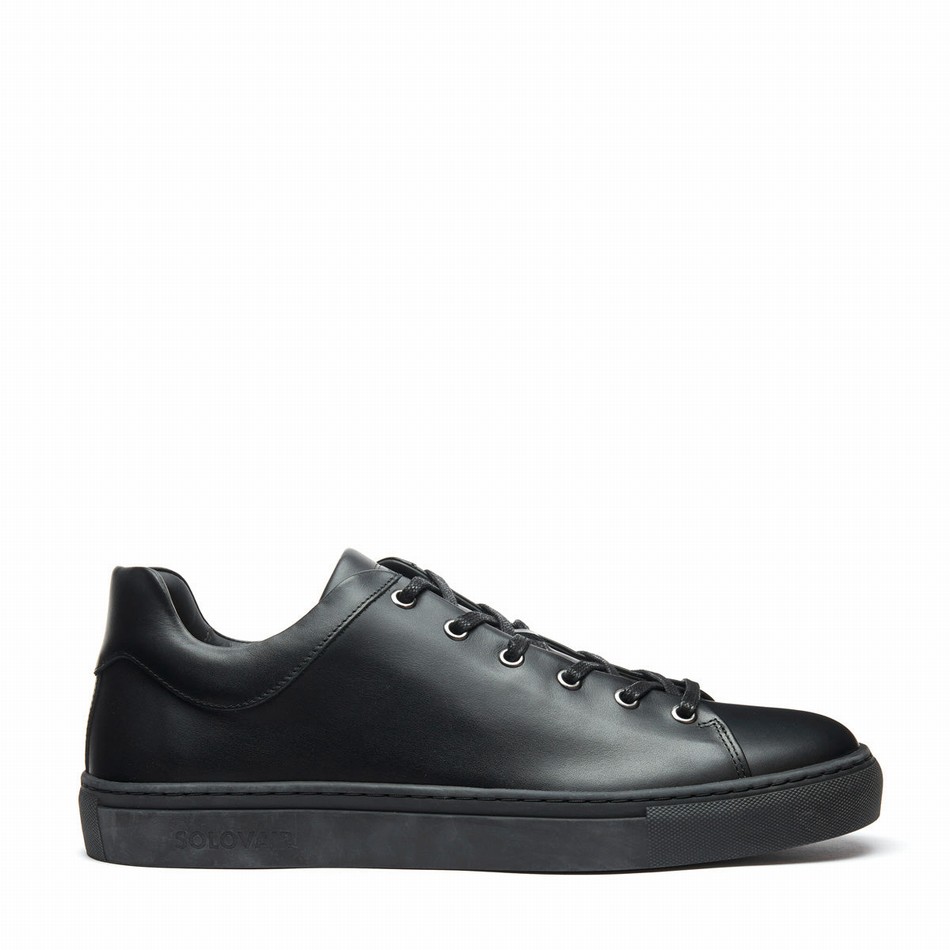 Women Solovair Calf Sneakers Black | S6-SNE-BK-BS-030