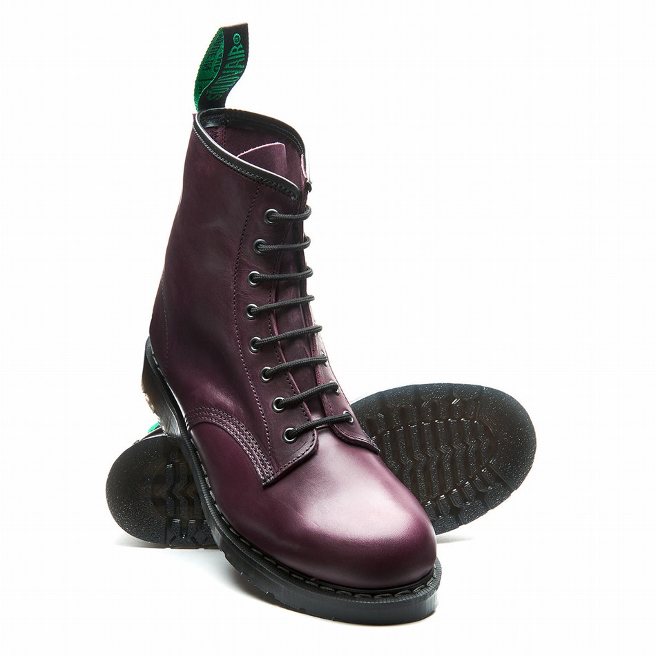 Women Solovair Gaucho 8 Eye Derby Boots Burgundy | S8-551-CH-BUR-G-030