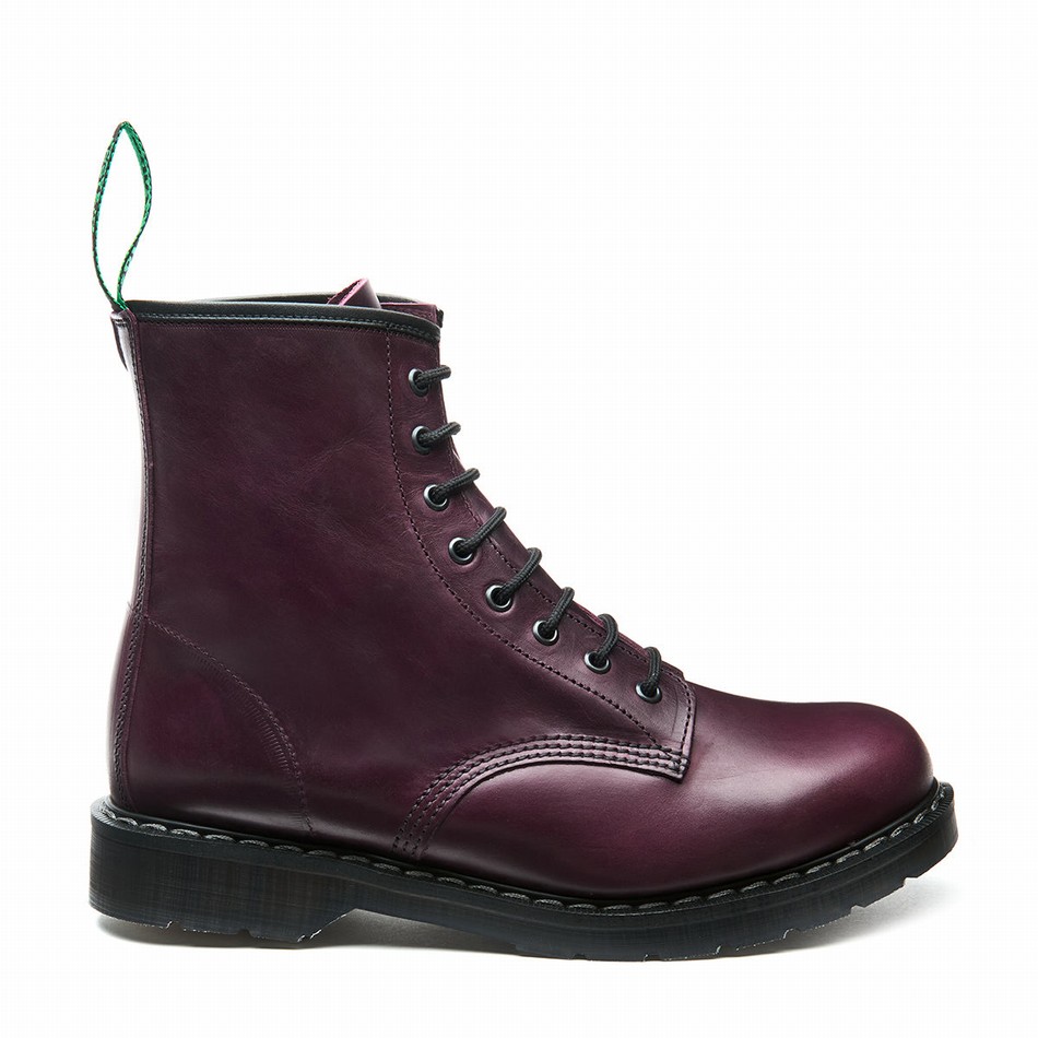 Women Solovair Gaucho 8 Eye Derby Boots Burgundy | S8-551-CH-BUR-G-030