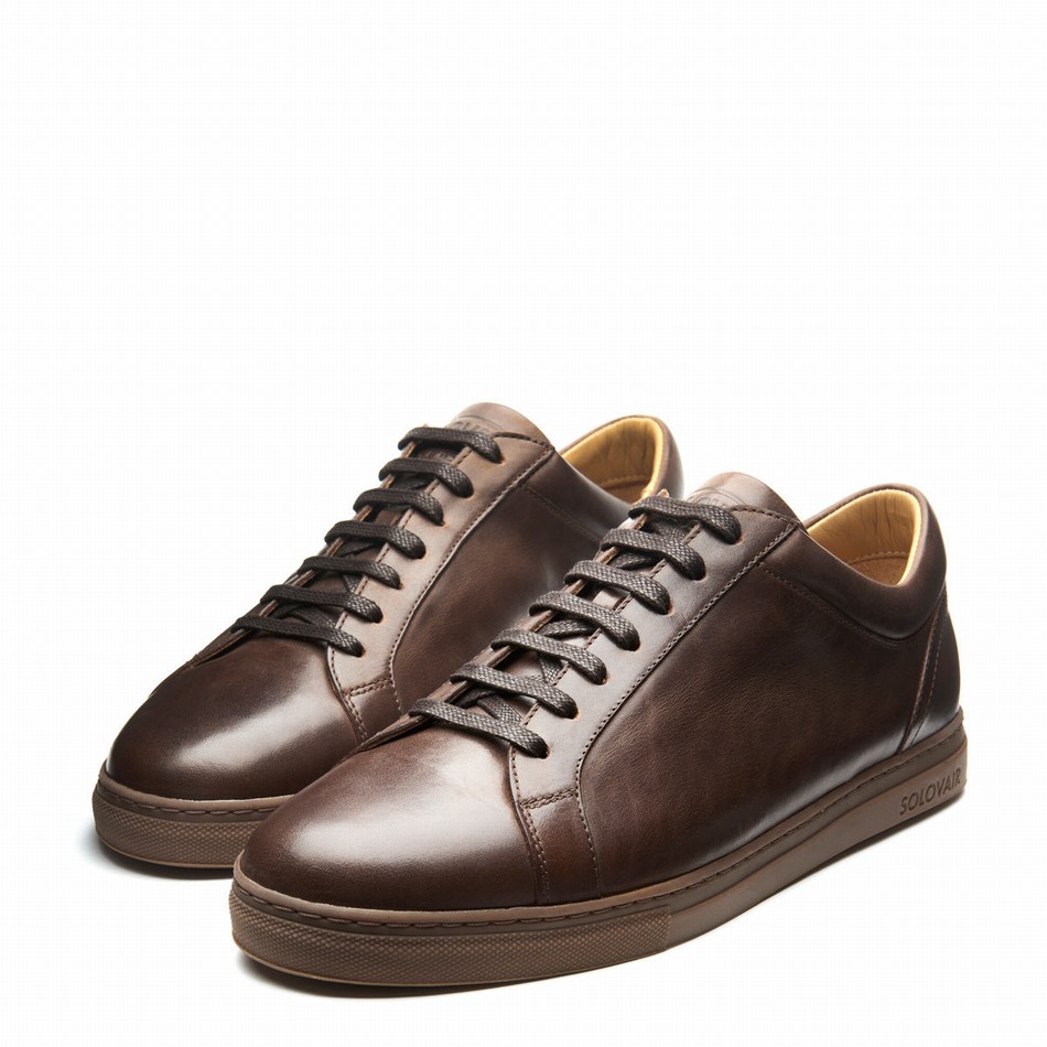 Women Solovair Gaucho Crazy Horse 070 Sneakers Brown | S7-070-CH-B-030