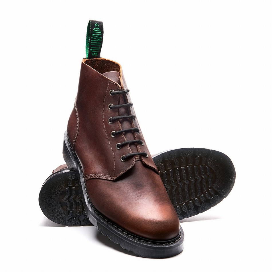 Women Solovair Gaucho Crazy Horse 6 Eye Astronaut Boots Brown | S6-969-CH-G-030