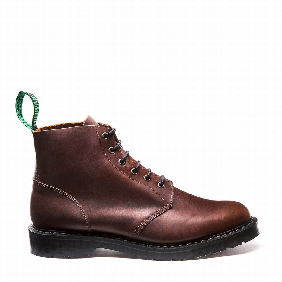 Women Solovair Gaucho Crazy Horse 6 Eye Astronaut Boots Brown | S6-969-CH-G-030