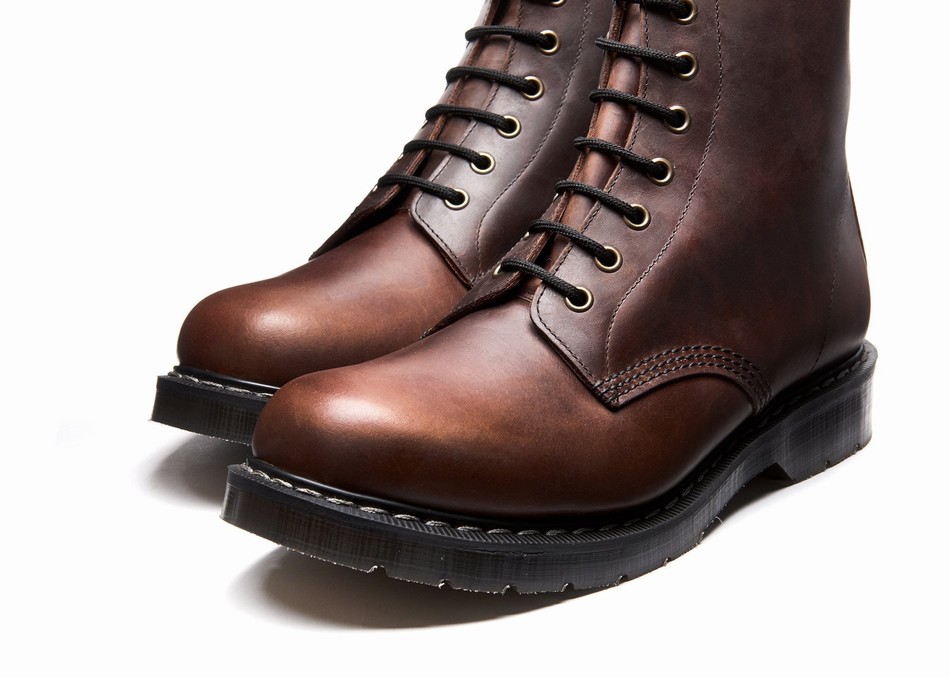 Women Solovair Gaucho Crazy Horse 8 Eye Derby Boots Brown | S8-551-CH-G-030