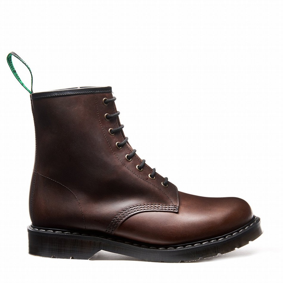 Women Solovair Gaucho Crazy Horse 8 Eye Derby Boots Brown | S8-551-CH-G-030