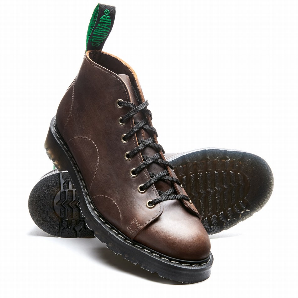 Women Solovair Gaucho Crazy Horse Monkey Boots Brown | S7-116-CH-G-030