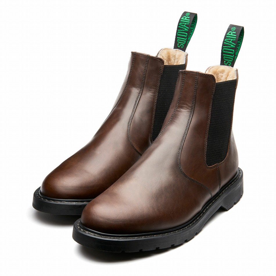 Women Solovair Gaucho Crazy Horse Shearling Lined Dealer Boots Brown | LS0-900-CH-SHE-B-040