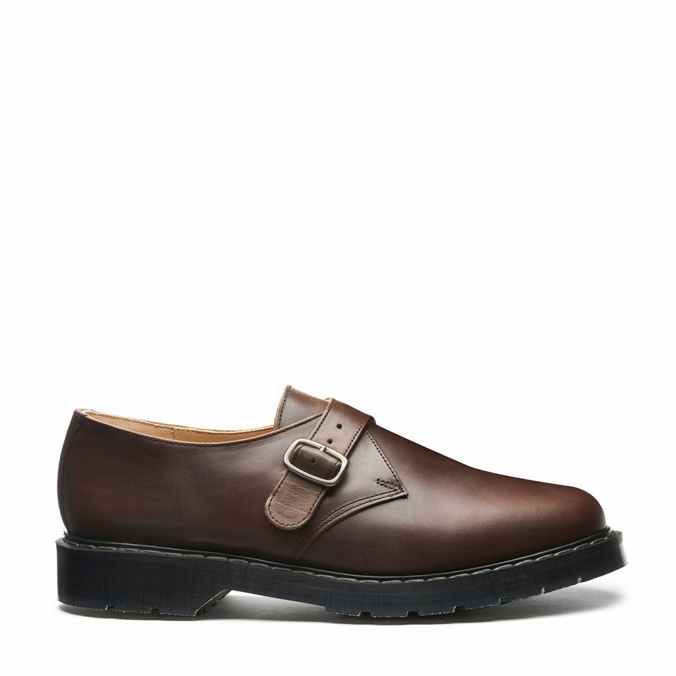 Women Solovair Gaucho Crazy Horse Single Buckle Monk Shoes Brown | S0-060-CH-G-030