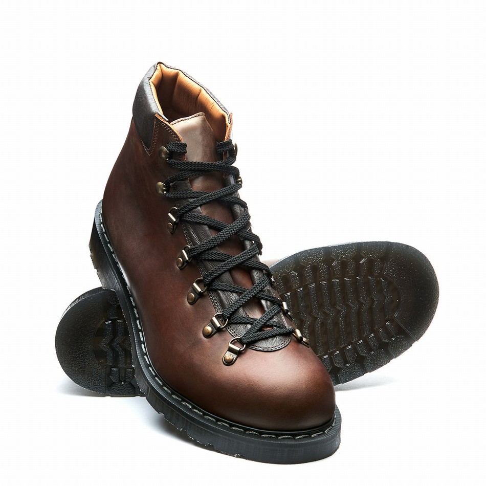Women Solovair Gaucho Crazy Horse Urban Hiking Boots Brown | 455-016-030