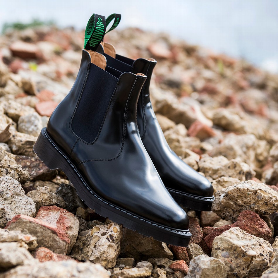 Women Solovair Gaucho Dealer Boots Navy | S0-900-BK-NV-G-055