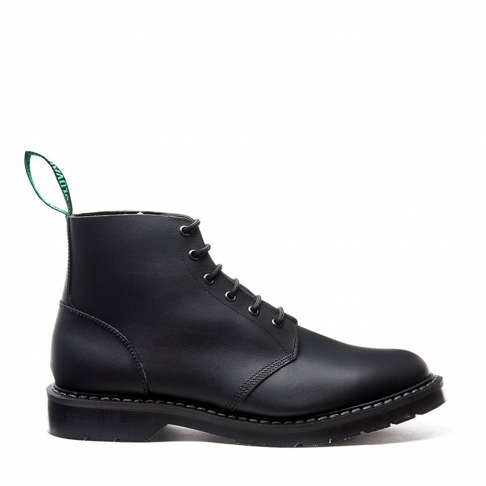 Women Solovair Greasy 6 Eye Astronaut Boots Black | S6-969-BG-G-030