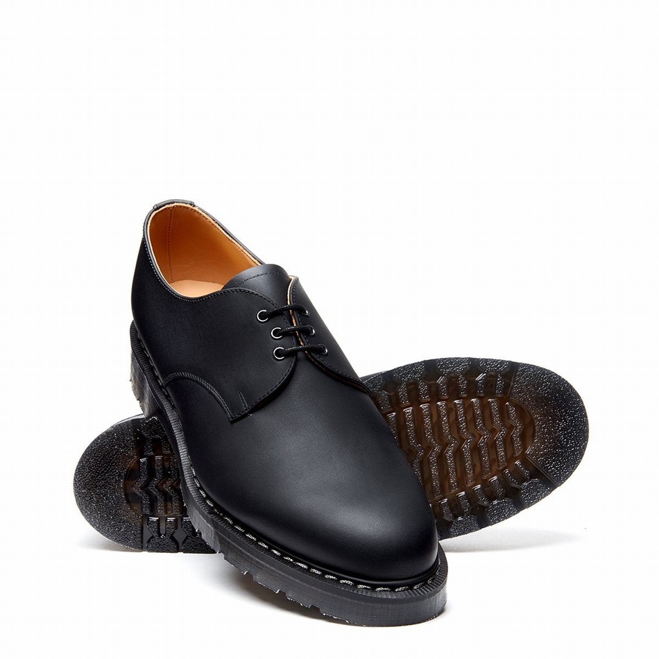 Women Solovair Greasy Gibson Shoes Black | S3-995-BG-G-030