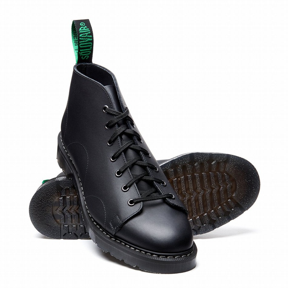 Women Solovair Greasy Monkey Boots Black | S7-116-BG-G-030