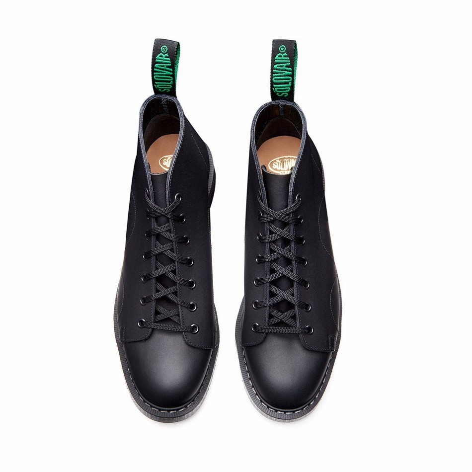 Women Solovair Greasy Monkey Boots Black | S7-116-BG-G-030