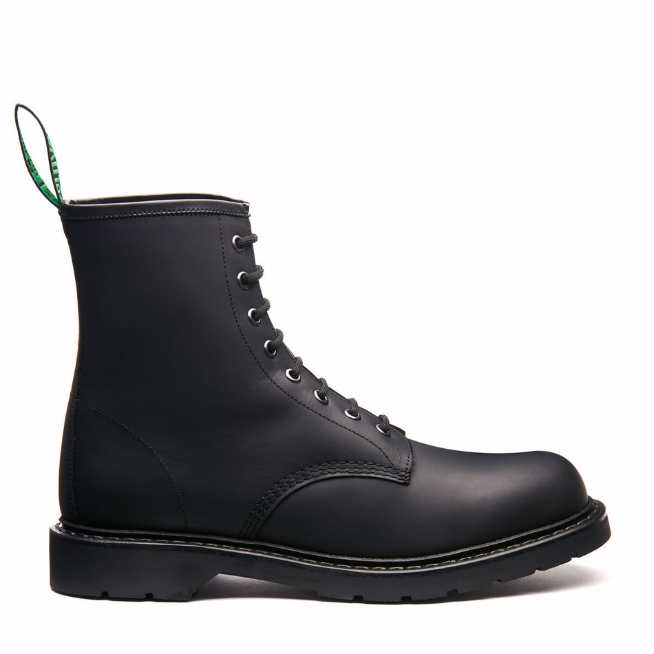 Women Solovair Greasy Shearling Lined 8 Eye Derby Boots Black | LS8-551-BG-SHE-B-050