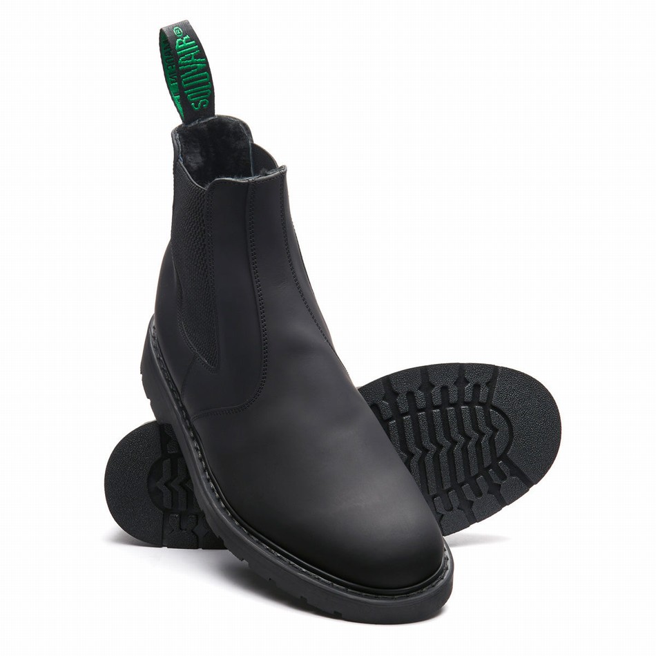 Women Solovair Greasy Shearling Lined Dealer Boots Black | LS0-900-BG-SHE-B-030