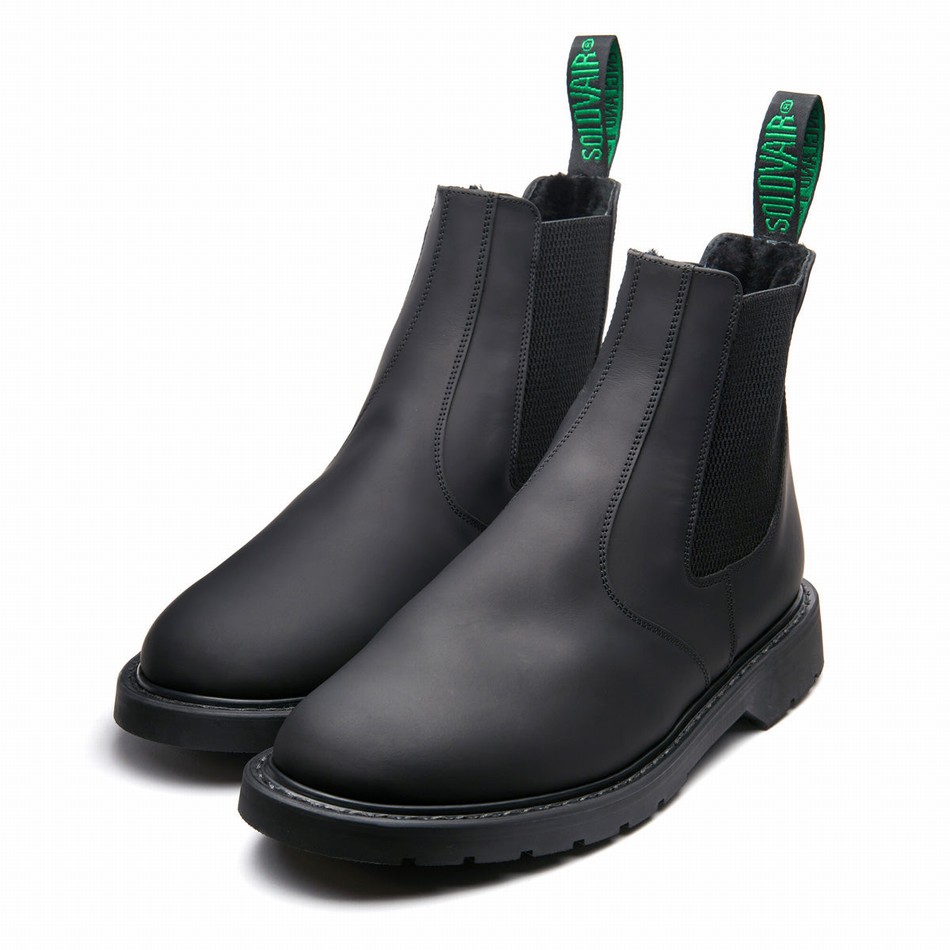 Women Solovair Greasy Shearling Lined Dealer Boots Black | LS0-900-BG-SHE-B-030