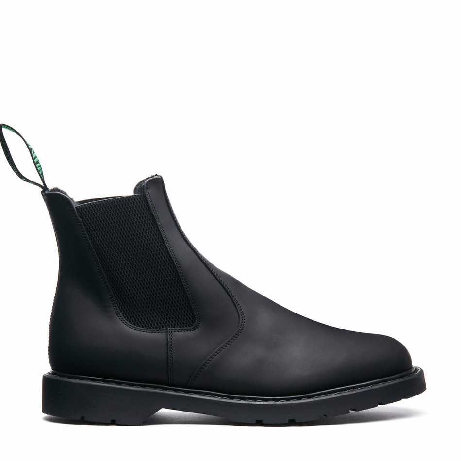 Women Solovair Greasy Shearling Lined Dealer Boots Black | LS0-900-BG-SHE-B-030