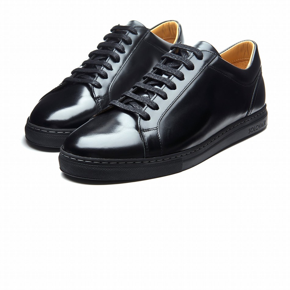 Women Solovair Hi-Shine 070 Sneakers Black | S7-070-BK-HS-G-030