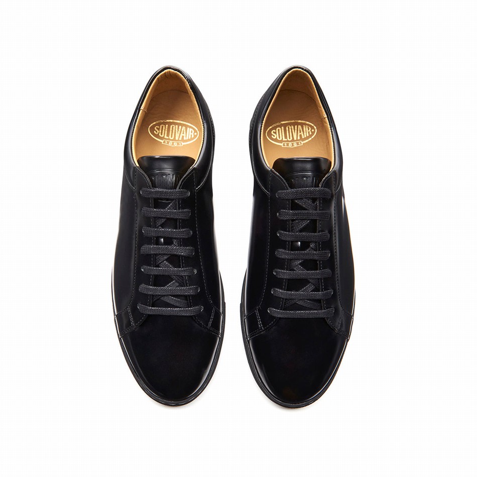 Women Solovair Hi-Shine 070 Sneakers Black | S7-070-BK-HS-G-030