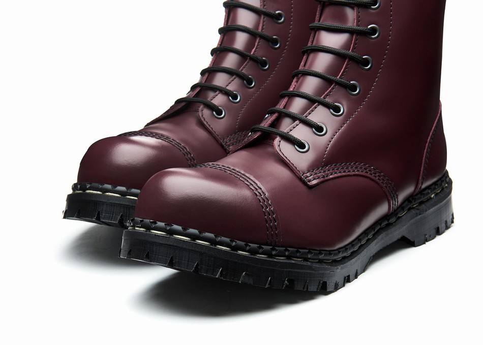Women Solovair Hi-Shine 10 Eye Steel Toe Capped Derby Boots Red | GF10-1980-OX-035