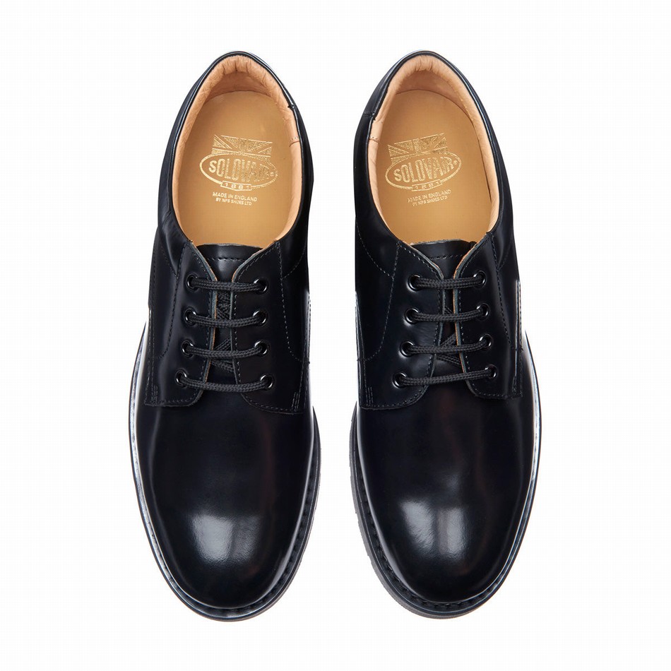 Women Solovair Hi-Shine 4 Eye Gibson Shoes Black | 1462-120