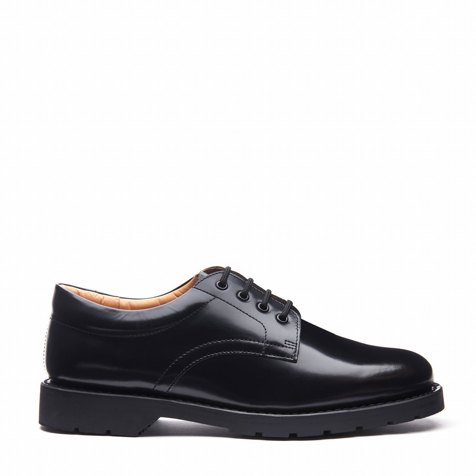 Women Solovair Hi-Shine 4 Eye Gibson Shoes Black | 1462-120