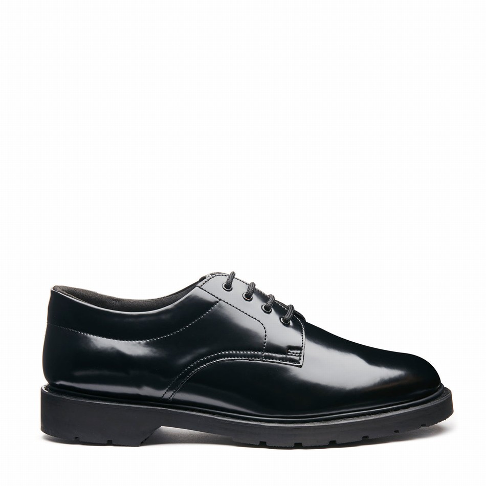 Women Solovair Hi-Shine 4 Eye Gibson Shoes Black | 762-040