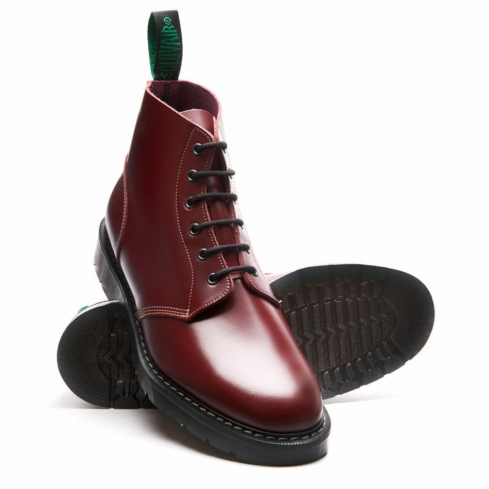 Women Solovair Hi-Shine 6 Eye Astronaut Boots Red | S6-969-OX-G-030