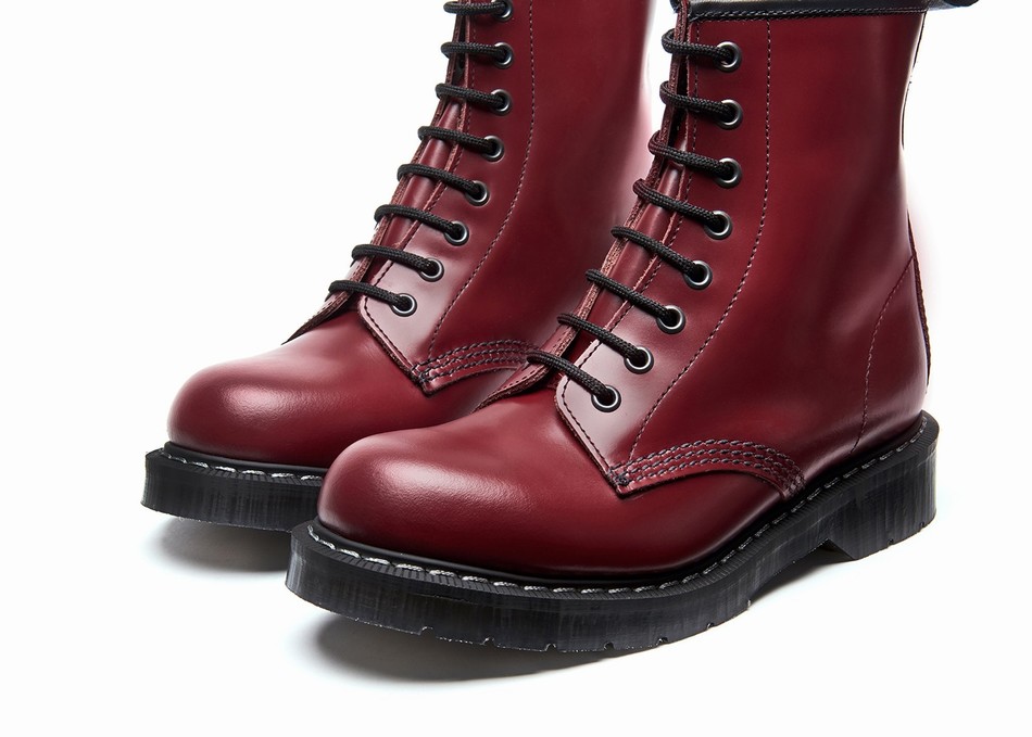 Women Solovair Hi-Shine 8 Eye Derby Boots Red | S8-551-CR-G-030