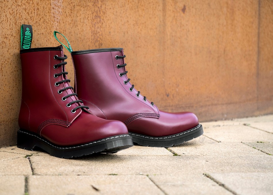 Women Solovair Hi-Shine 8 Eye Derby Boots Red | S8-551-CR-G-030