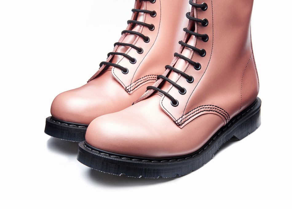 Women Solovair Hi-Shine 8 Eye Derby Boots Pink | S8-551-PK-IR-G-035