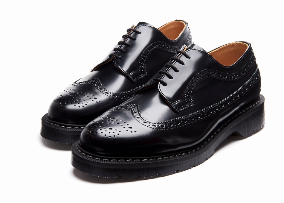 Women Solovair Hi-Shine American Brogue Shoes Black | S5-812-BK-G-030