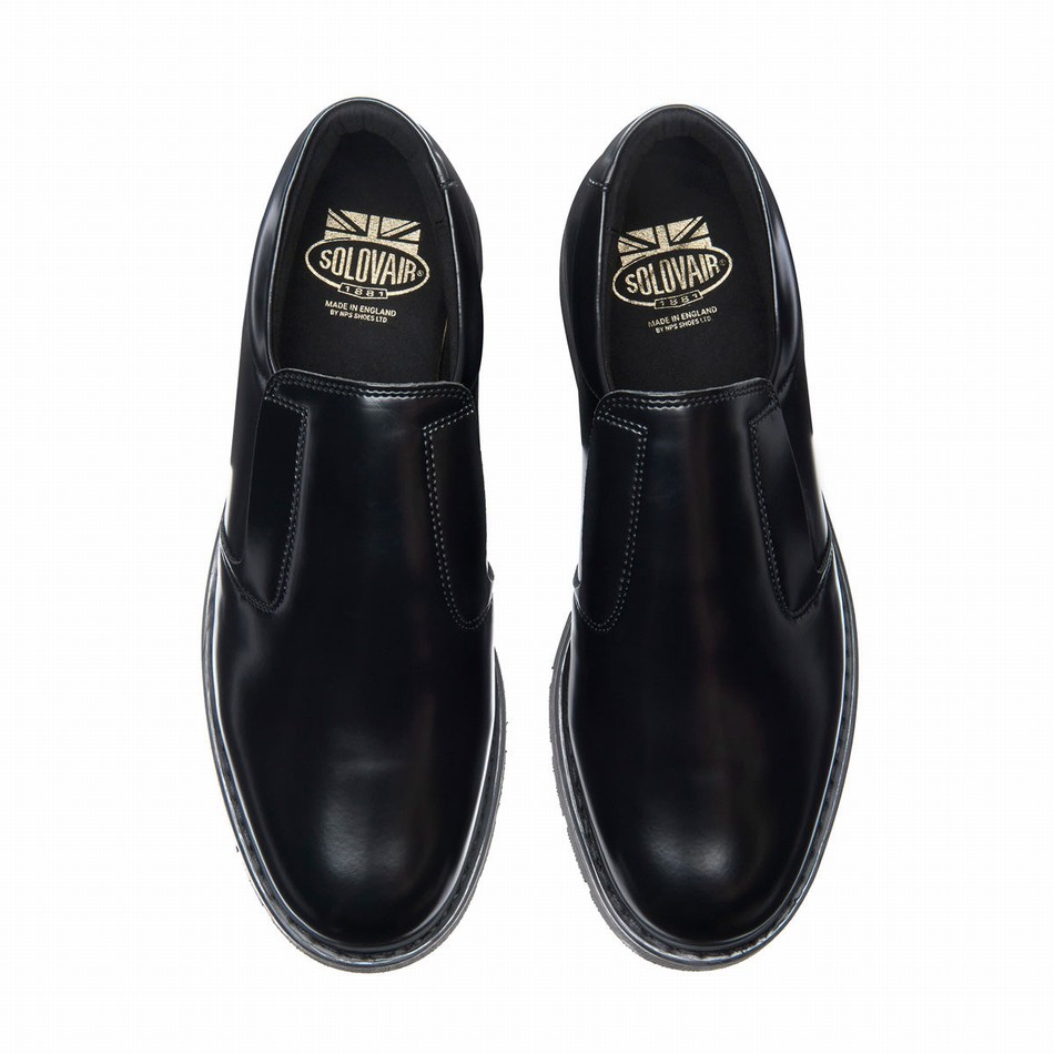 Women Solovair Hi-Shine Loafers Black | 763-030