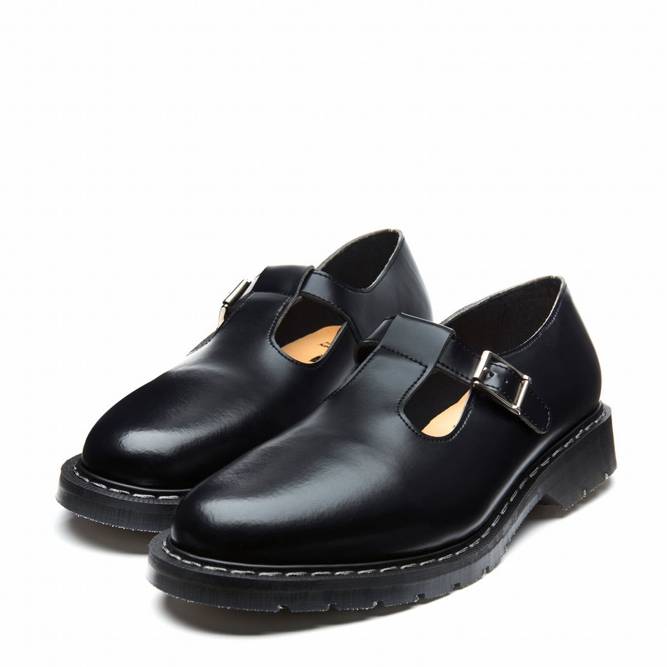Women Solovair Hi-Shine Mary Jane Shoes Black | S0-393-BK-G-030