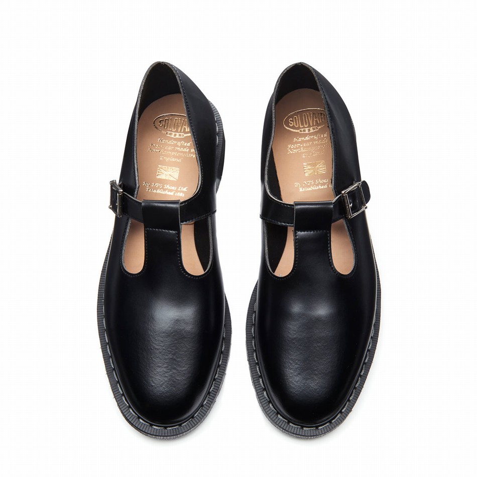 Women Solovair Hi-Shine Mary Jane Shoes Black | S0-393-BK-G-030