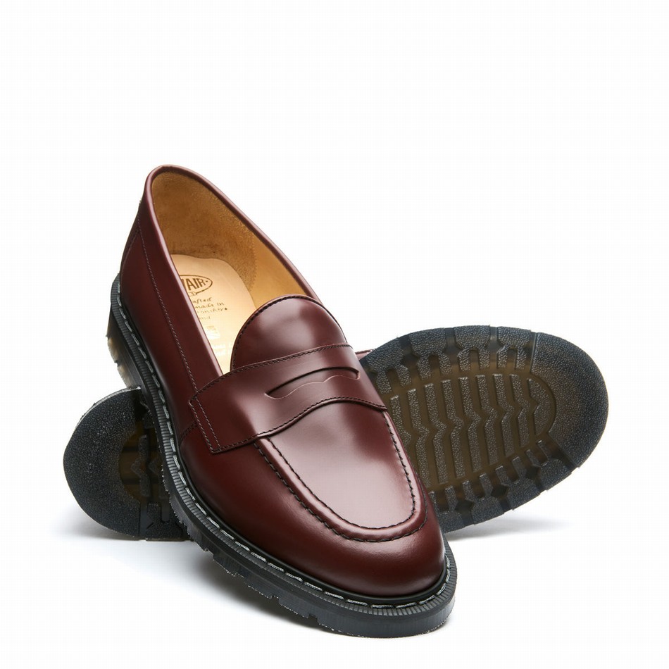 Women Solovair Hi-Shine Penny Loafers Red | S0-970-OX-G-030