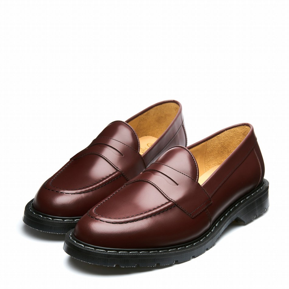 Women Solovair Hi-Shine Penny Loafers Red | S0-970-OX-G-030