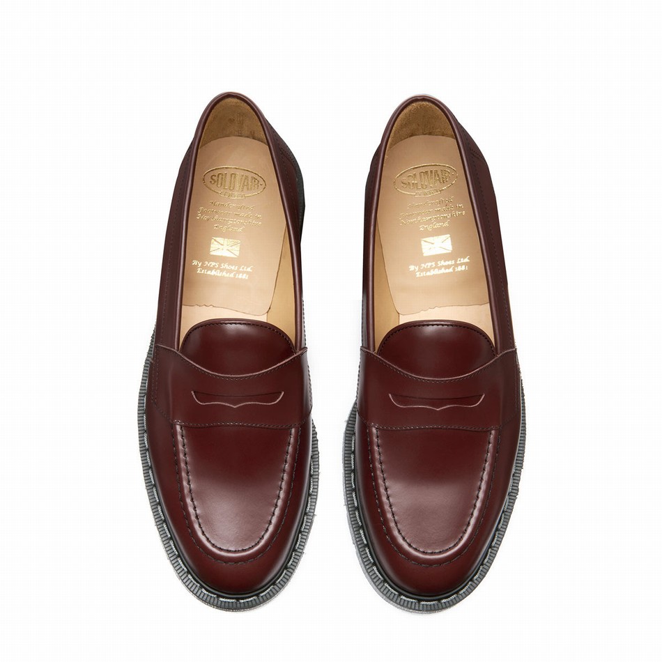 Women Solovair Hi-Shine Penny Loafers Red | S0-970-OX-G-030