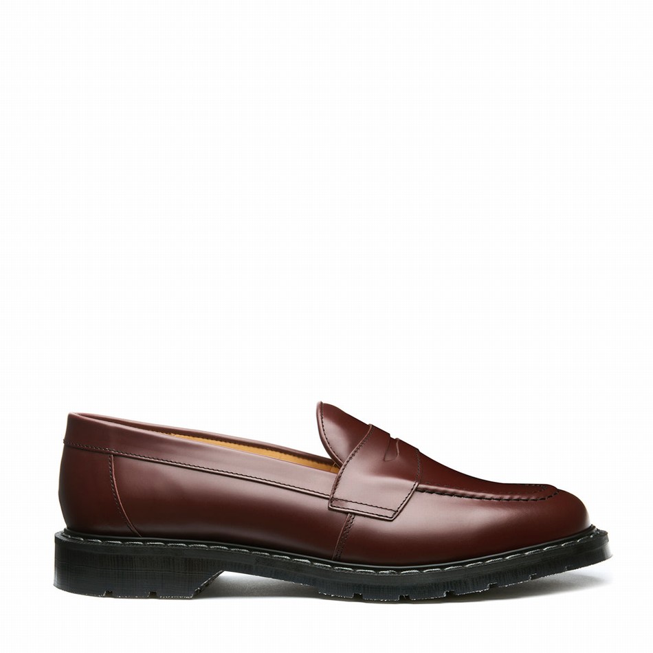 Women Solovair Hi-Shine Penny Loafers Red | S0-970-OX-G-030