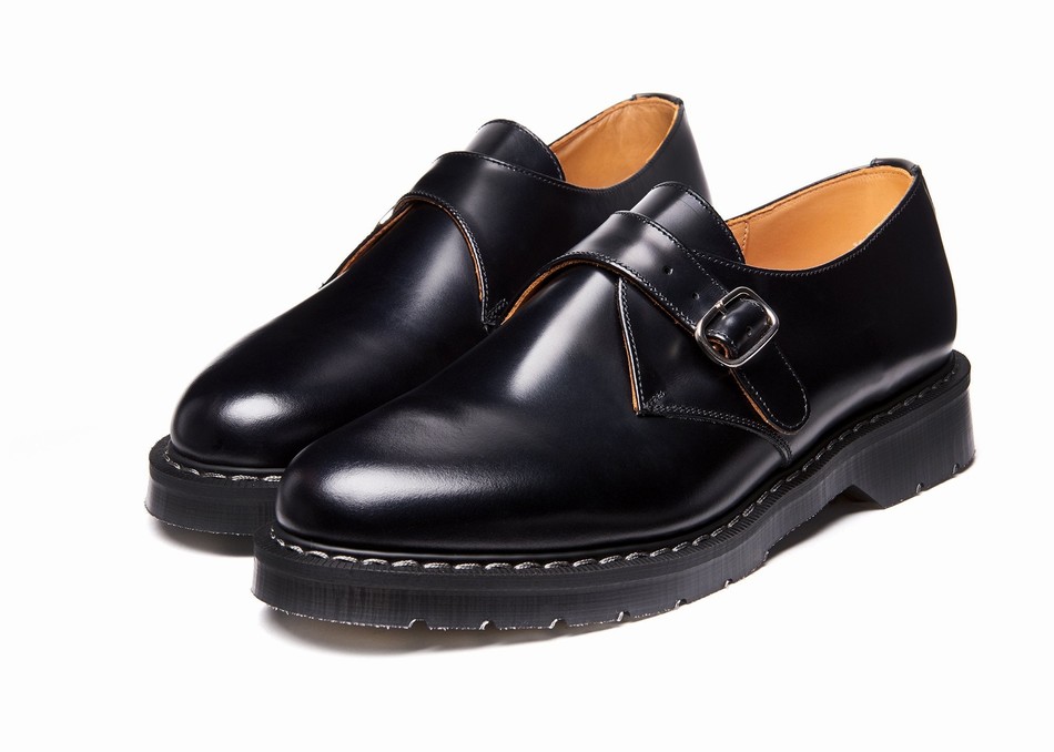Women Solovair Hi-Shine Single Buckle Monk Shoes Black | S0-060-BK-G-030
